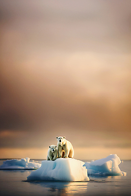 JPG 편집이미지 응시 바다 두마리 곰 가족 자연 하늘 사람없음 황혼 북극 북극곰 빙하 아기곰 편집실사 AI포토 AI콘텐츠 동물 시선 새끼 2 포유류 관계 일몰 극지방 CG 생태계 파일형식
