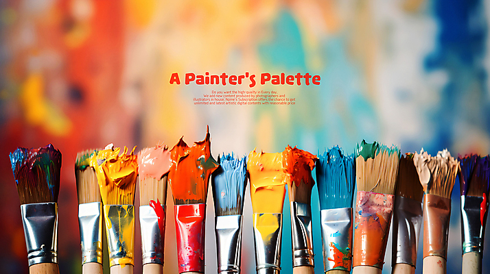 PSD 편집이미지 예술 미술 사람없음 컬러풀 페인트 물감 붓 팔레트 일렬 그림붓 카피스페이스 이미지편집 컬러 문화예술 공백 미술도구 파일형식