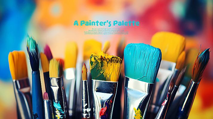 PSD 편집이미지 예술 미술 사람없음 컬러풀 페인트 물감 붓 팔레트 그림붓 카피스페이스 이미지편집 컬러 문화예술 공백 미술도구 파일형식