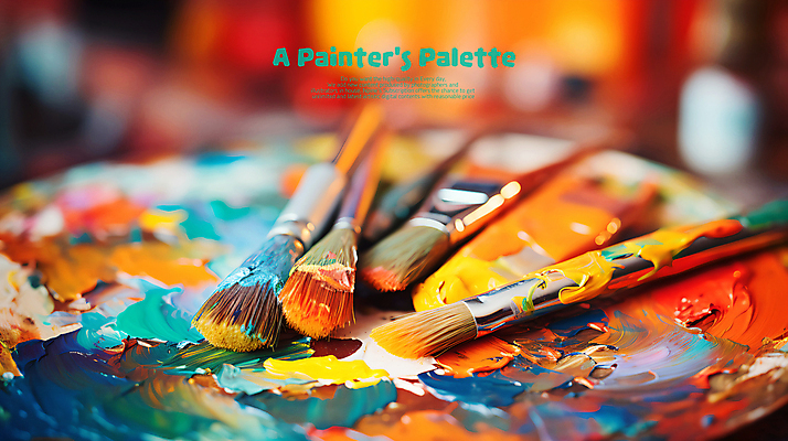 PSD 편집이미지 예술 미술 사람없음 컬러풀 페인트 물감 붓 팔레트 그림붓 카피스페이스 이미지편집 컬러 문화예술 공백 미술도구 파일형식