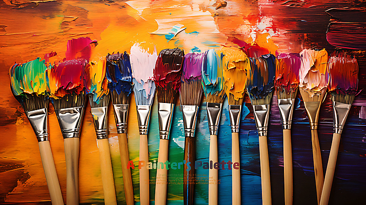 PSD 편집이미지 예술 미술 사람없음 컬러풀 페인트 물감 붓 일렬 그림붓 카피스페이스 이미지편집 컬러 문화예술 공백 미술도구 파일형식