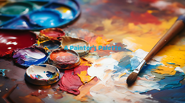 PSD 편집이미지 예술 미술 사람없음 컬러풀 페인트 물감 붓 팔레트 그림붓 카피스페이스 이미지편집 컬러 문화예술 공백 미술도구 파일형식