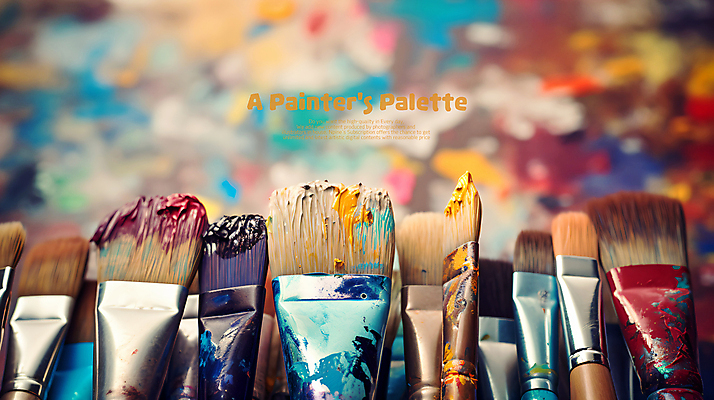 PSD 편집이미지 예술 미술 사람없음 컬러풀 페인트 물감 붓 팔레트 그림붓 카피스페이스 이미지편집 컬러 문화예술 공백 미술도구 파일형식
