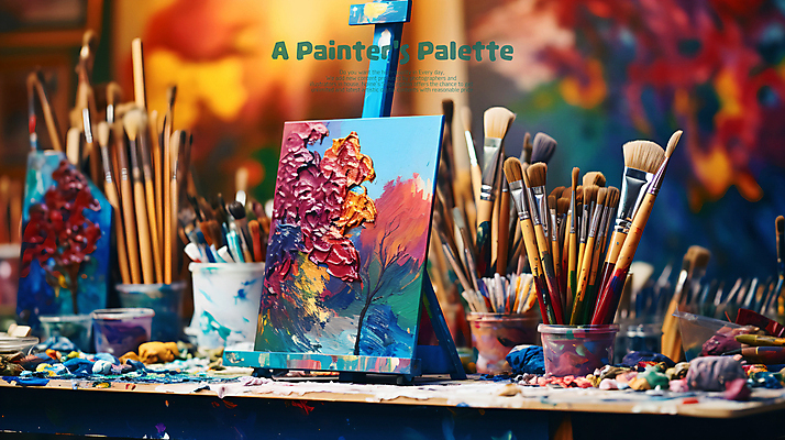 PSD 예술 일러스트 미술 사람없음 컬러풀 페인트 물감 붓 팔레트 이젤 그림 그림붓 카피스페이스 국내일러스트 컬러 문화예술 공백 미술도구 파일형식