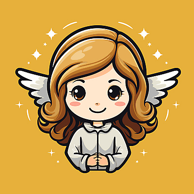원피스 여자 일러스트 천사 한명 상반신 반짝임 노란색 신성 천사날개 여자한명만 국내일러스트 AI파일 1 옷 컬러 날개 모션 사람 여자만 파일형식 벡터