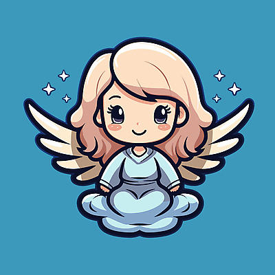 전신 원피스 여자 일러스트 천사 한명 파란색 반짝임 신성 천사날개 여자한명만 국내일러스트 AI파일 1 옷 컬러 날개 모션 사람 여자만 파일형식 벡터