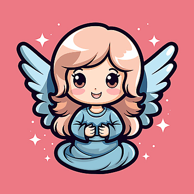 전신 원피스 여자 분홍색 일러스트 천사 한명 반짝임 신성 천사날개 여자한명만 국내일러스트 AI파일 1 옷 컬러 날개 모션 사람 여자만 파일형식 벡터