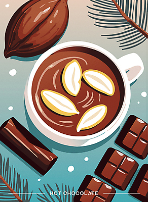 포스터 겨울 일러스트 디저트 따뜻함 사람없음 하이앵글 초콜릿 카페 달콤 커피잔 솔잎 코코아 국내일러스트 AI파일 계절 커피 음료 음식 뷰포인트 잎 잔 상점 맛 파일형식 벡터