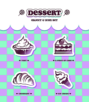 아이콘 스티커 디저트 사람없음 체리 달콤 조각케이크 크루아상 크림 콘아이스크림 타르트 2D아이콘 AI파일 음식 빵 과일 아이스크림 케이크 맛 파이_빵 파일형식 벡터