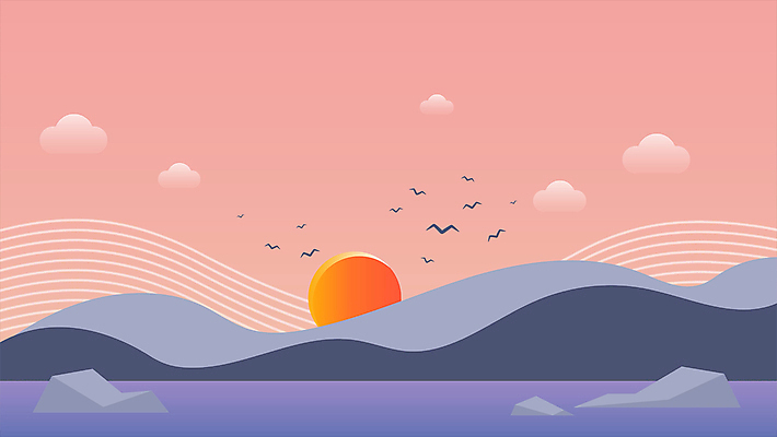 구름 바다 조류 새해 사람없음 태양 일출 새해인사 바위 새떼 모션그래픽 MP4 MOV 자연요소 동물 노을 돌_바위 인사 동영상 파일형식