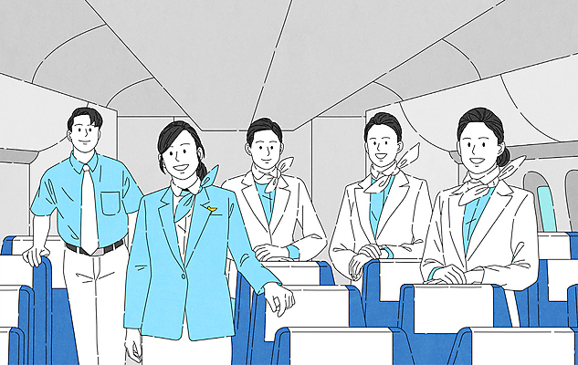 여자 남자 의자 일러스트 비행기 함께함 손짓 여러명 상반신 성인 파란색 스카프 서비스업 승무원 항공 서비스 손모으기 기내 기장 비행기내부 성인만 항공사 국내일러스트 AI파일 직업 산업 컬러 가구 다수 컨셉 항공교통 모션 대중교통 사람 내부 목도리 공공장소 파일형식 벡터