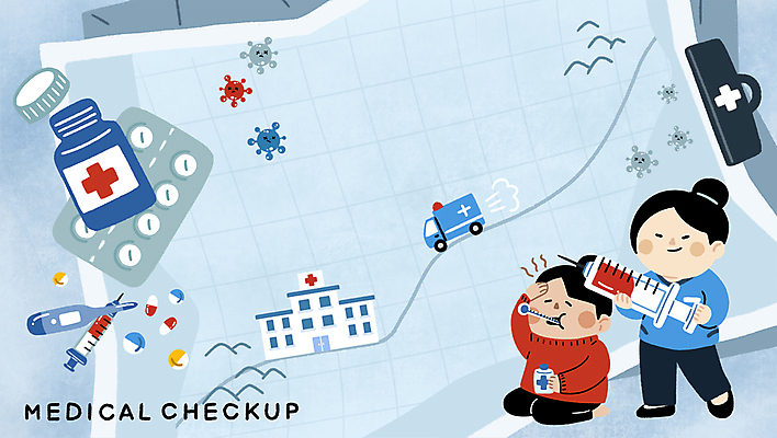 전신 PSD 여자 길 지도 일러스트 병원 주사기 서기 들기 앉기 성인 두명 파란색 알약 환자 의료진 구급상자 약병 체온계 구급차 예방 격자 성인여자만 카피스페이스 국내일러스트 직업 컬러 무늬 의학 의료기기 모션 자동차 사람 약 공백 의료용품 온도계 병_담는 여자만 성인만 파일형식