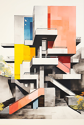 JPG 디자인 건축 일러스트 건축양식 난간 사람없음 건물 스케치 디지털합성 모던 편집소스 국내일러스트 AI일러스트 AI콘텐츠 건축물 미술 파일형식