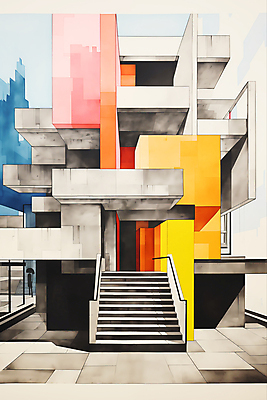 JPG 디자인 건축 일러스트 건축양식 난간 사람없음 건물 스케치 디지털합성 모던 편집소스 국내일러스트 AI일러스트 AI콘텐츠 건축물 미술 파일형식