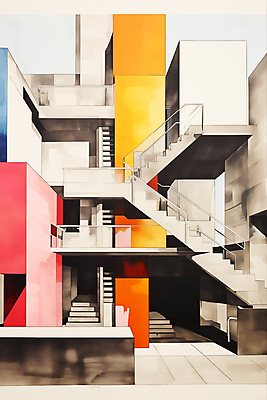 JPG 디자인 건축 일러스트 건축양식 난간 사람없음 건물 스케치 디지털합성 모던 편집소스 국내일러스트 AI일러스트 AI콘텐츠 건축물 미술 파일형식