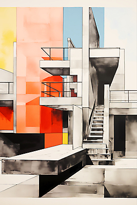 JPG 디자인 건축 일러스트 건축양식 난간 사람없음 건물 스케치 디지털합성 모던 편집소스 국내일러스트 AI일러스트 AI콘텐츠 건축물 미술 파일형식