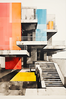 JPG 디자인 건축 일러스트 건축양식 난간 사람없음 건물 스케치 디지털합성 모던 편집소스 국내일러스트 AI일러스트 AI콘텐츠 건축물 미술 파일형식