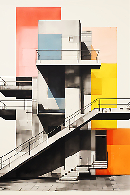 JPG 디자인 건축 일러스트 건축양식 난간 사람없음 건물 스케치 디지털합성 모던 편집소스 국내일러스트 AI일러스트 AI콘텐츠 건축물 미술 파일형식