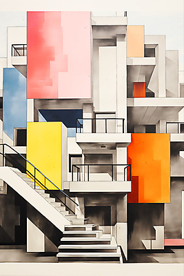 JPG 디자인 건축 일러스트 건축양식 난간 사람없음 건물 스케치 디지털합성 모던 편집소스 국내일러스트 AI일러스트 AI콘텐츠 건축물 미술 파일형식