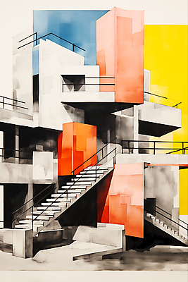 JPG 디자인 건축 일러스트 건축양식 난간 사람없음 건물 스케치 디지털합성 모던 편집소스 국내일러스트 AI일러스트 AI콘텐츠 건축물 미술 파일형식