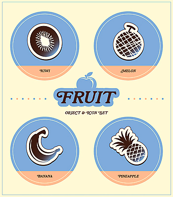 아이콘 열매 스티커 잎 바나나 키위 사람없음 파란색 원형 사과 멜론 파인애플 2D아이콘 AI파일 도형 식물 컬러 과일 열대과일 파일형식 벡터