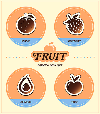아이콘 열매 스티커 잎 오렌지 사람없음 주황색 원형 사과 산딸기 자두 아보카도 2D아이콘 AI파일 도형 식물 컬러 과일 파일형식 벡터