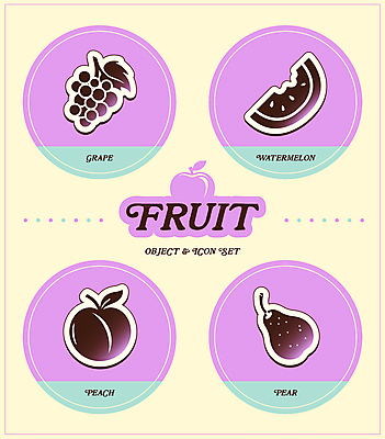 아이콘 열매 스티커 잎 포도 수박 사람없음 원형 사과 복숭아 모과 2D아이콘 AI파일 도형 식물 과일 파일형식 벡터