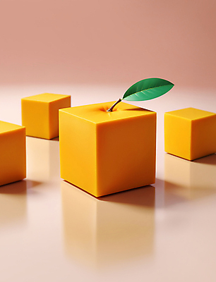 JPG 편집이미지 잎 추상 사람없음 노란색 3D 사각형 큐브 입체 디지털합성 오브젝트 망고 편집소스 편집3D AI컴퓨터그래픽 AI콘텐츠 도형 식물 컬러 무늬 열대과일 파일형식