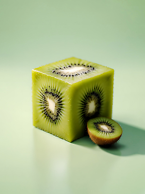 JPG 편집이미지 추상 키위 사람없음 초록색 3D 사각형 큐브 입체 디지털합성 오브젝트 편집소스 편집3D AI컴퓨터그래픽 AI콘텐츠 도형 컬러 무늬 과일 파일형식