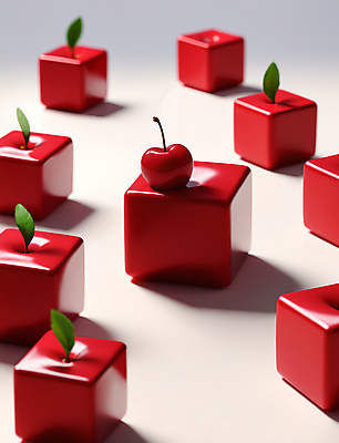 JPG 편집이미지 잎 추상 사람없음 빨간색 3D 사각형 체리 큐브 입체 디지털합성 오브젝트 편집소스 편집3D AI컴퓨터그래픽 AI콘텐츠 도형 식물 컬러 무늬 과일 파일형식