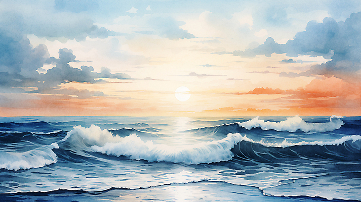 JPG 구름 파도 바다 백그라운드 겨울 일러스트 자연 하늘 수채화 새해 풍경 사람없음 태양 일출 국내일러스트 AI일러스트 AI콘텐츠 자연요소 계절 노을 생태계 파일형식