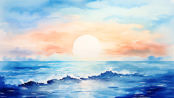 JPG 구름 파도 바다 백그라운드 겨울 일러스트 자연 하늘 수채화 새해 풍경 사람없음 태양 일출 국내일러스트 AI일러스트 AI콘텐츠 자연요소 계절 노을 생태계 파일형식