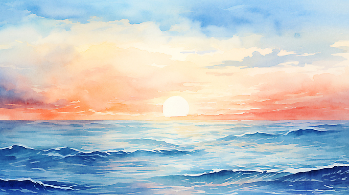 JPG 구름 파도 바다 백그라운드 겨울 일러스트 자연 하늘 수채화 새해 풍경 사람없음 태양 일출 국내일러스트 AI일러스트 AI콘텐츠 자연요소 계절 노을 생태계 파일형식