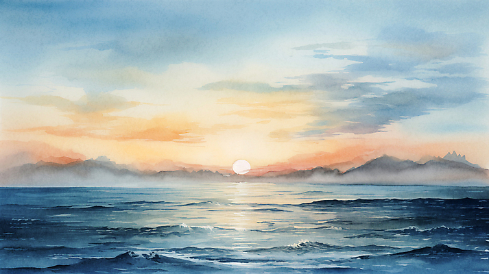 JPG 구름 파도 바다 백그라운드 겨울 일러스트 자연 하늘 수채화 새해 풍경 사람없음 태양 일출 국내일러스트 AI일러스트 AI콘텐츠 자연요소 계절 노을 생태계 파일형식