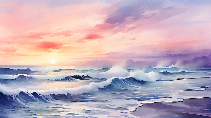 JPG 구름 파도 바다 백그라운드 겨울 일러스트 자연 하늘 수채화 새해 풍경 사람없음 태양 일출 국내일러스트 AI일러스트 AI콘텐츠 자연요소 계절 노을 생태계 파일형식