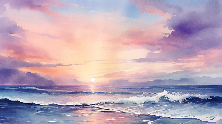 JPG 구름 파도 바다 백그라운드 겨울 일러스트 자연 하늘 수채화 새해 풍경 사람없음 태양 일출 국내일러스트 AI일러스트 AI콘텐츠 자연요소 계절 노을 생태계 파일형식