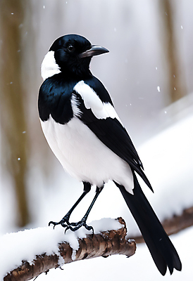 JPG 편집이미지 한마리 겨울 조류 사람없음 나뭇가지 눈 숲속 숲 까치 눈덮임 편집실사 AI포토 AI콘텐츠 자연요소 나무 동물 1 계절 컨셉 날씨 CG 파일형식