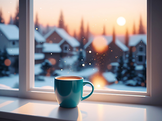 JPG 편집이미지 겨울 창문 실내 풍경 사람없음 햇빛 눈 커피잔 창가 디지털합성 블러효과 편집소스 편집실사 AI포토 AI콘텐츠 자연요소 계절 커피 날씨 잔 내부 태양 CG 블러 파일형식 효과