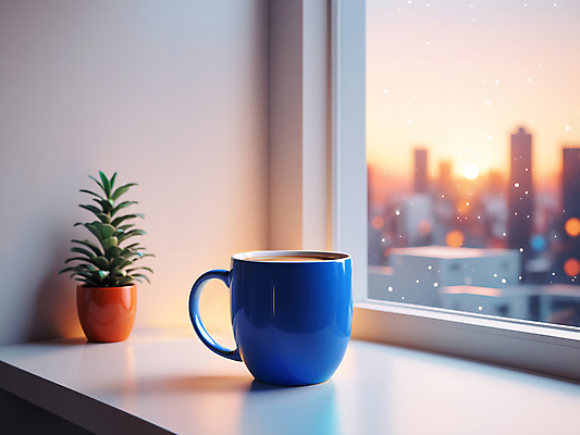 JPG 편집이미지 화분 겨울 창문 실내 풍경 사람없음 눈 커피잔 창가 디지털합성 블러효과 편집소스 편집실사 AI포토 AI콘텐츠 자연요소 계절 커피 날씨 잔 내부 CG 블러 파일형식 효과