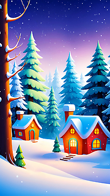 JPG 나무 편집이미지 겨울 밤하늘 주택 풍경 사람없음 마을 설원 눈 숲 디지털합성 편집소스 눈덮임 편집실사 AI일러스트 AI콘텐츠 자연요소 식물 계절 컨셉 하늘 날씨 눈_날씨 건물 야간 CG 파일형식