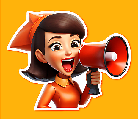 여자 유니폼 일러스트 안내 한명 들기 상반신 성인 주황색 확성기 외침 성인여자한명만 국내일러스트 AI파일 1 옷 컬러 모션 사람 소리 여자한명만 성인여자만 파일형식 벡터