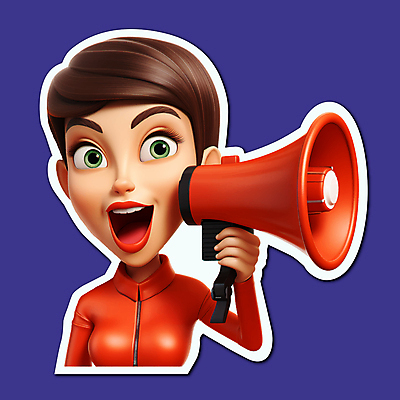 여자 일러스트 안내 입벌림 한명 들기 상반신 성인 확성기 외침 성인여자한명만 국내일러스트 AI파일 1 모션 표정 사람 소리 여자한명만 성인여자만 파일형식 벡터
