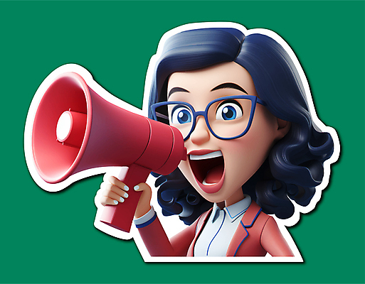 여자 일러스트 안내 입벌림 한명 들기 상반신 성인 확성기 외침 성인여자한명만 안경낌 국내일러스트 AI파일 1 안경 모션 표정 사람 소리 여자한명만 성인여자만 파일형식 벡터