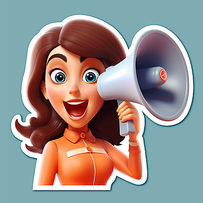 여자 일러스트 안내 입벌림 한명 들기 상반신 성인 확성기 외침 성인여자한명만 국내일러스트 AI파일 1 모션 표정 사람 소리 여자한명만 성인여자만 파일형식 벡터