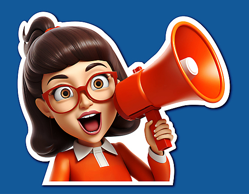 여자 일러스트 안내 입벌림 한명 들기 상반신 성인 확성기 외침 성인여자한명만 안경낌 국내일러스트 AI파일 1 안경 모션 표정 사람 소리 여자한명만 성인여자만 파일형식 벡터