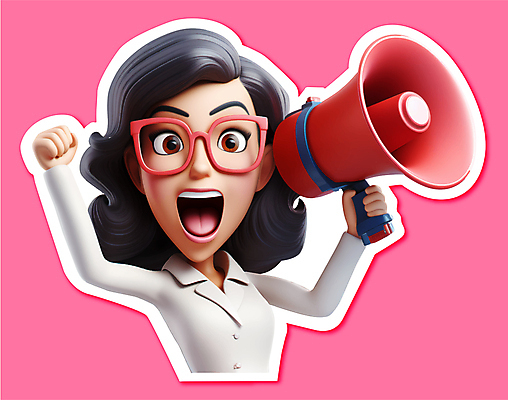 여자 일러스트 안내 한명 들기 상반신 성인 파이팅 확성기 외침 주먹 성인여자한명만 안경낌 국내일러스트 AI파일 1 안경 모션 사람 소리 여자한명만 성인여자만 파일형식 벡터