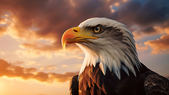 JPG 구름 편집이미지 한마리 하늘 사람없음 일몰 독수리 흰머리독수리 편집실사 AI포토 AI콘텐츠 자연요소 1 조류 노을 CG 파일형식