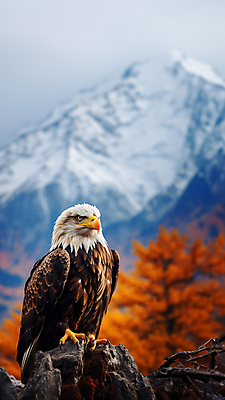 JPG 나무 편집이미지 한마리 산 앉기 사람없음 돌_바위 독수리 흰머리독수리 편집실사 AI포토 AI콘텐츠 식물 1 모션 조류 CG 파일형식