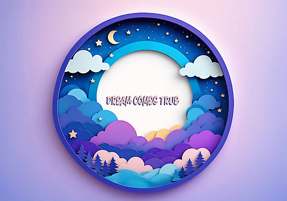 PSD 나무 구름 편집이미지 상상 밤하늘 추상 사람없음 보라색 꿈 달 원형 페이퍼아트 이미지편집 자연요소 도형 식물 컬러 무늬 하늘 야간 파일형식