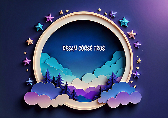 PSD 나무 구름 편집이미지 상상 밤하늘 추상 사람없음 보라색 꿈 달 원형 페이퍼아트 이미지편집 자연요소 도형 식물 컬러 무늬 하늘 야간 파일형식